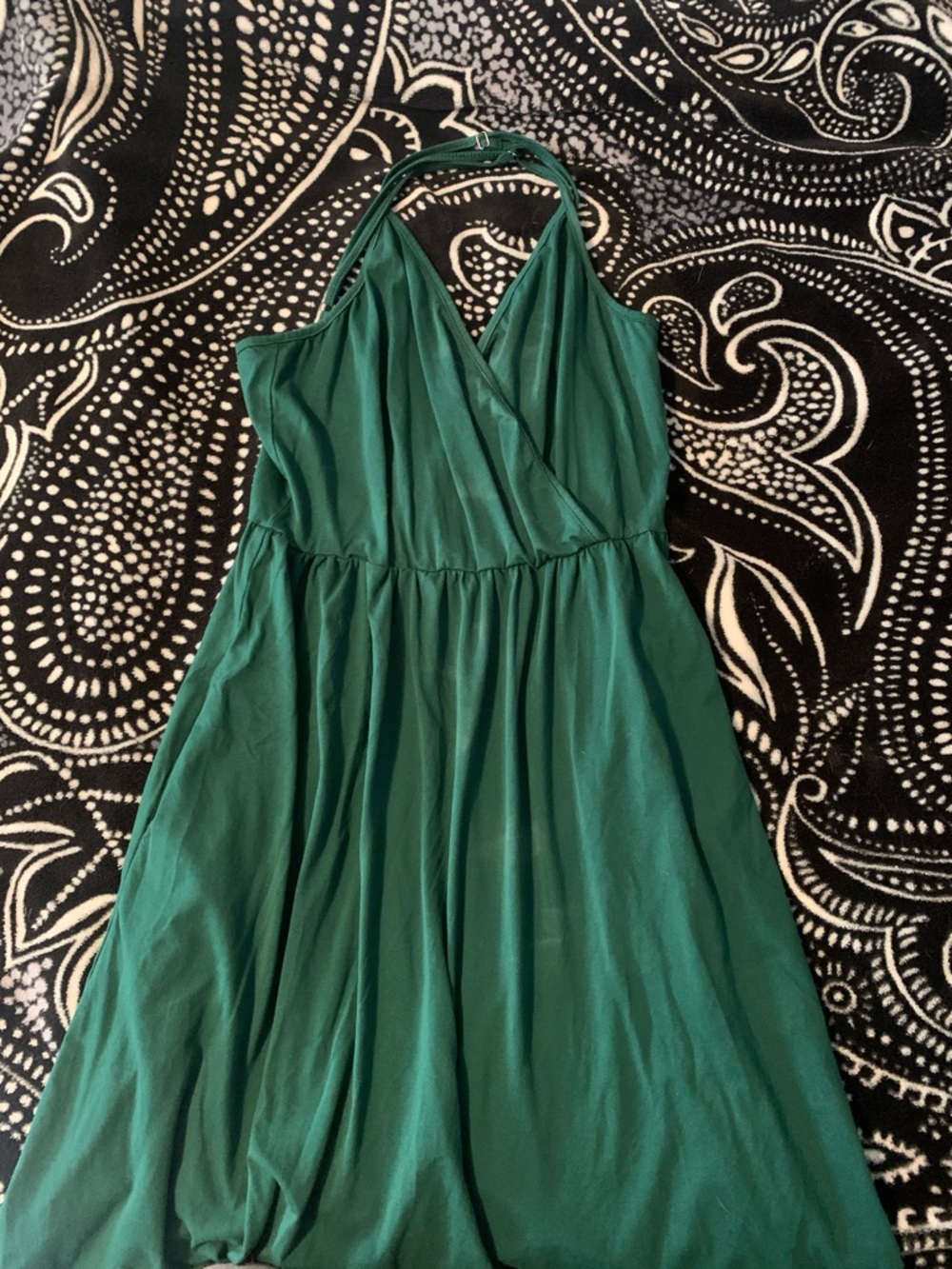 One-Shoulder Emerald Green Halter Dress